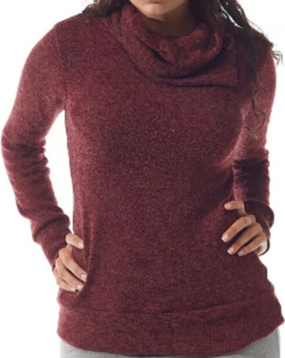KAVU Sweetie Pullover Sweater Cowl Neck Hip Length Semi Fitted Cozy Red Large